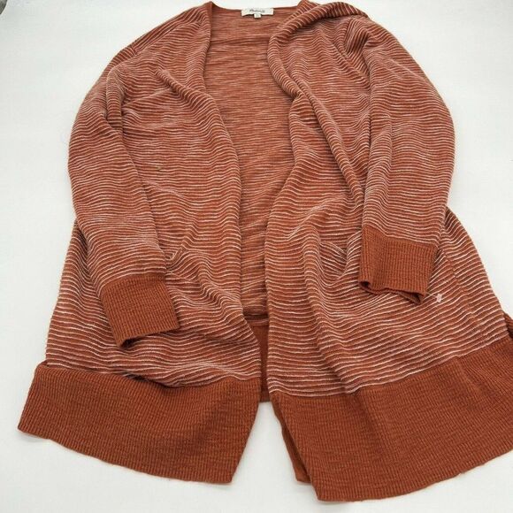 Madewell Sweaters - Madewell Summer Ryder Stripe Cardigan Open Front Long Line Rusty Torch XS